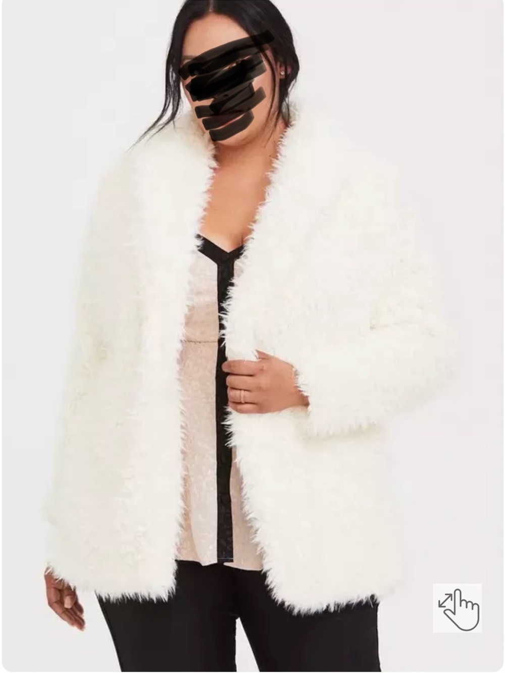 torrid Plush White Faux Fur Open-Front Teddy Jacket
